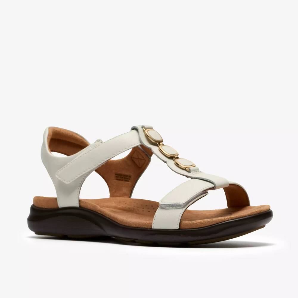 NEW CLARKS women's kitly gem casual sandals in white